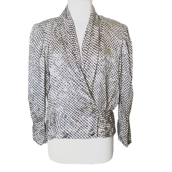 NWT Vintage 80’s Mijoli silk blouse structured shoulder double breasted - Picture 1 of 7
